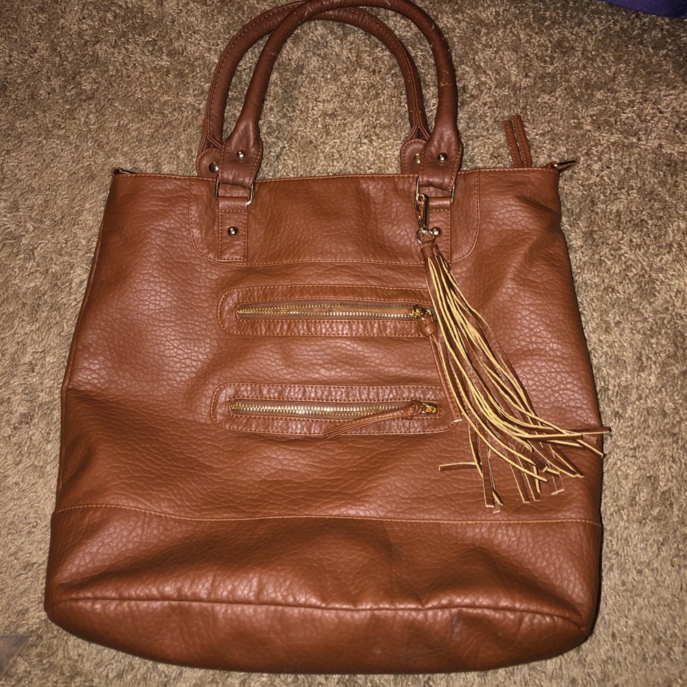 Under One Sky Brown pleather western style big purse